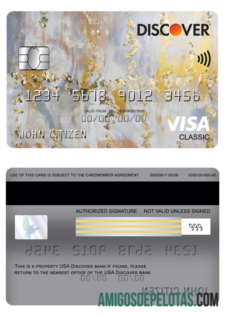 Cartão Visa Classic dos EUA Discover Bank exemplo real